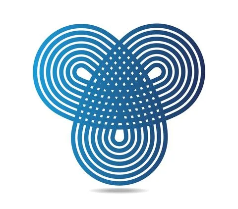 Thick mobius loop with three elements made of seven blue lines Stock Illustration