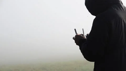 Thick morning fog. remote control from a drone. Stock Footage 135087619