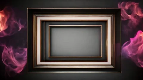 Thick multi-layer frame on a dark background in the middle, empty space aro.. Stock Footage 273954570