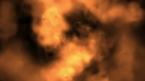 Thick, orange smoke clouds with a dramatic, fiery sky background Video stock 338301764