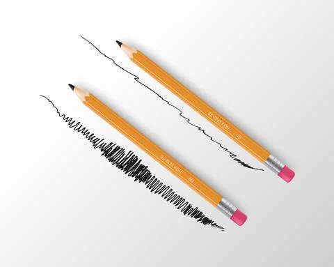 Thick pencil with eraser. Set of different size pencils. Vector illustration in 스톡 일러스트
