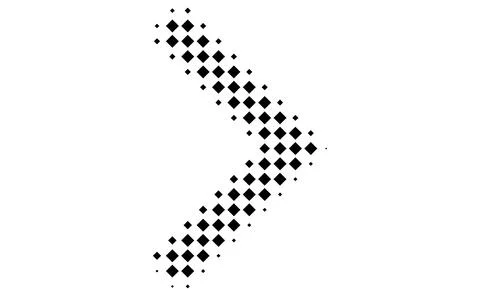 Thick pixel chevron graphic, Broad square tile pointer, Digital block arrow s 库存插图