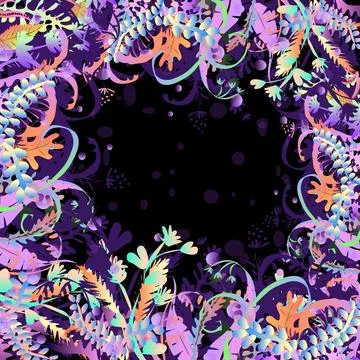 Thick plant frame background with an empty space in the center. Stock Illustration