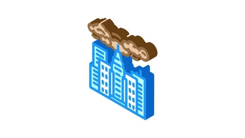 Thick pollution cloud hanging over skyscrapers isometric icon animation 스톡 동영상 327275545