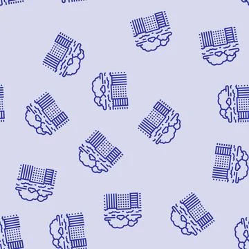 Thick pollution cloud hanging over skyscrapers line seamless pattern Stock Illustration