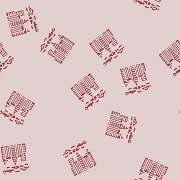 Thick pollution cloud hanging over skyscrapers glyph vector seamless pattern Stock Illustration