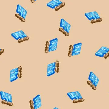 Thick pollution cloud hanging over skyscrapers isometric icon seamless patter 库存插图