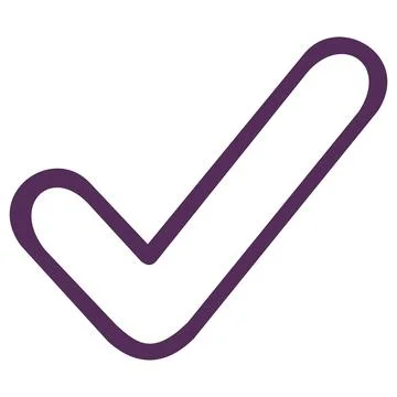 Thick purple outline checkmark linear sign icon Illustrazione stock