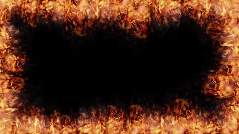 Thick Rectangular Frame Made Of Burning Fire Vídeos de archivo 332621456