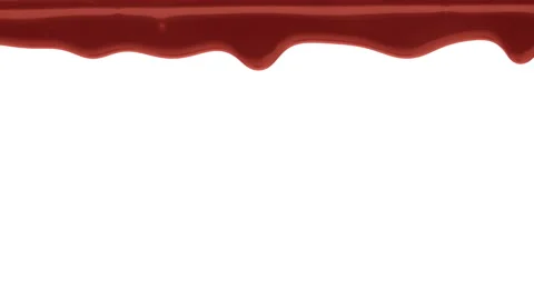 Thick red liquid is slowly dripping from the top of the frame. Isolated on white Stock Footage 194160029