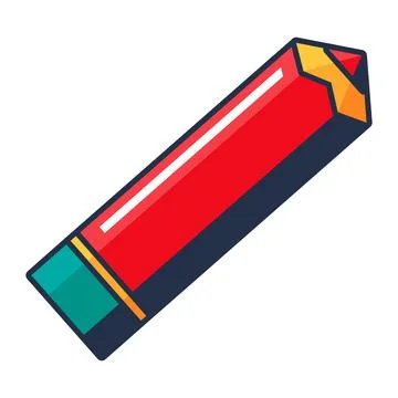 Thick Red Pencil Eraser Of Drawing Artist Icon 스톡 일러스트