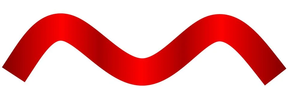 Thick red wavy stroke, bold red line, abstract curved ribbon Stock Illustration