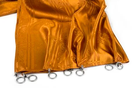 Thick room drapes with pattern and rings Stock Photos