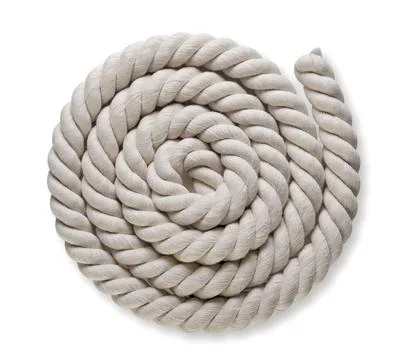 Thick rope close-up on white background. Top view Stock Photos