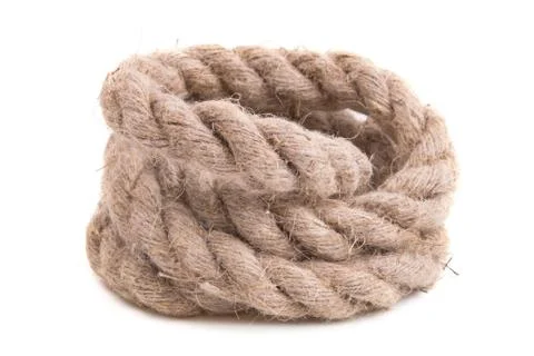 Thick rope on a white background. Stock Photos