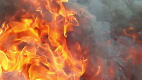 Thick smoke and burning fire Stock Footage 152300953