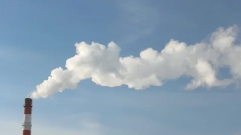 Thick smoke from an industrial chimney Stock Footage 123638504