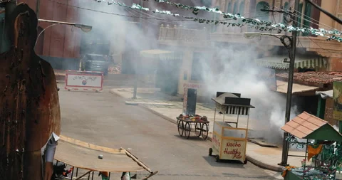 Thick Smoke Rising on Road After Bomb Blast Stock Footage 317524515