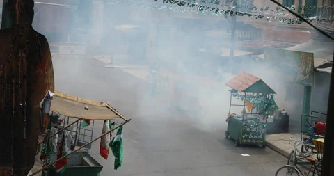 Thick Smoke Rising on Road After Bomb Blast Stock Footage 317524533