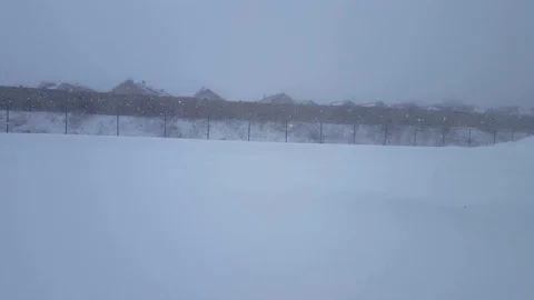 Thick Snow Blizzard.  Heavy Snowfall With Dark Overcast Sky Stock Footage 101925753
