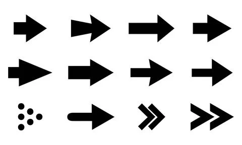Thick Solid Black Arrow Pack - Web and App Navigation Pointers Illustrazione stock