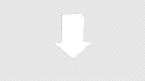 Thick solid down pointing hand drawn white arrow doodle animation on transparent Video stock 337121146