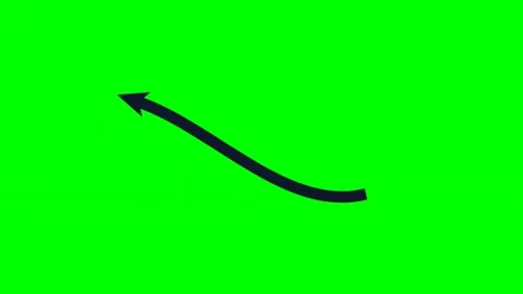 Thick solid wavy arrow bottom left fluid on green screen Stock Footage 344648652