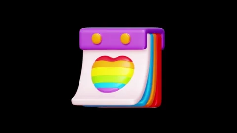 Thick Spiral Bound Planner Book Carrying Rainbow Heart Accent. Stock Footage 340283511