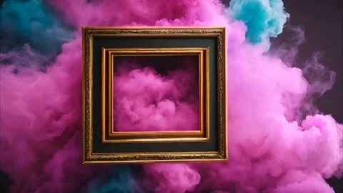 A thick square horizontal frame, rectangular, with slowly moving dry ice sm.. Stock Footage 273954493