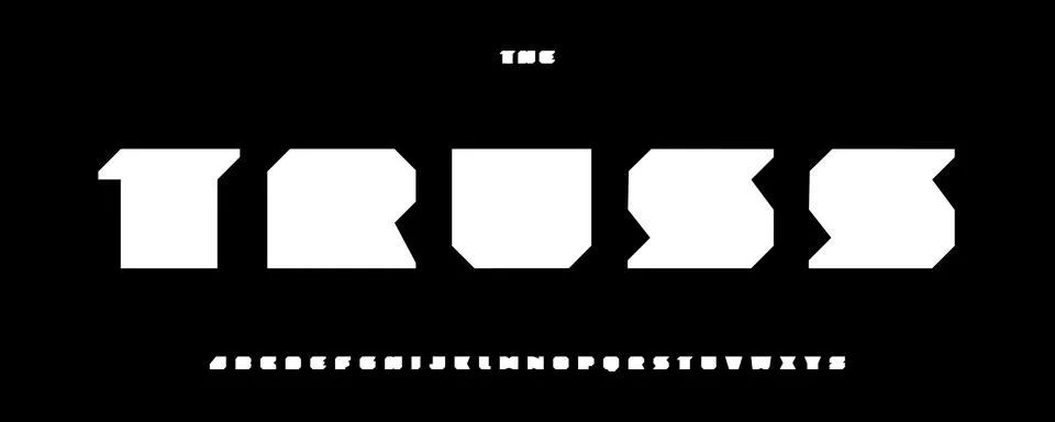 Thick Techno Font Logo Alphabet Blocky Geometric Shapes Letter Set Modern Stock Illustration