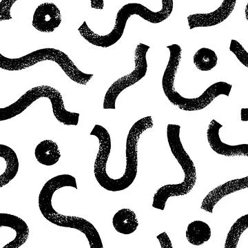 Thick texture curved lines vector seamless pattern Stock Illustration