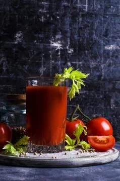 Thick tomato juice with celery Stock-Fotos