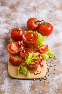 Thick tomato juice with celery Stock Photos
