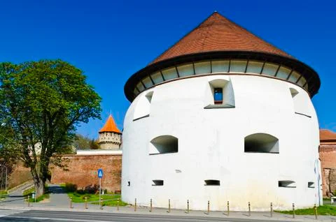 Thick tower in sibiu Stock Photos
