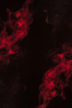Thick twirling smoke pattern corner black background. High quality and Stock Photos