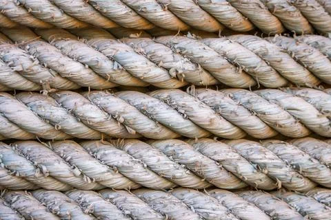 Thick Twisted Ship Rope Texture Background Close Up Stock Photos
