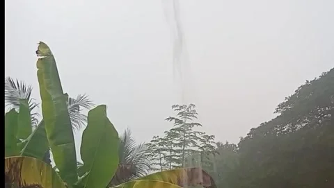 Thick white clouds heavy rain Stock Footage 310442328