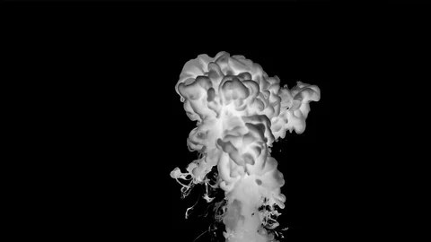 Thick white smoke on black background Stock Footage 109074668