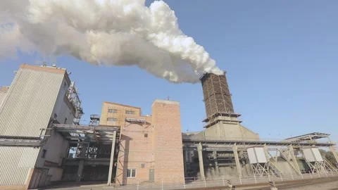 Thick white smoke from the chimney of th... | Stock Video | Pond5