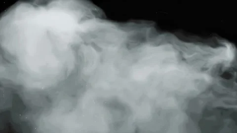 Thick White Smoke Cloud Flowing Across Dark Background with Film Scratch Grunge Stock Footage 335976224