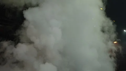 Thick White Steam Cloud Engulfs Industrial Plant Stock Footage 346226112