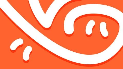 Thick White Swirl Doodle on Red-Orange Background Stock Illustration