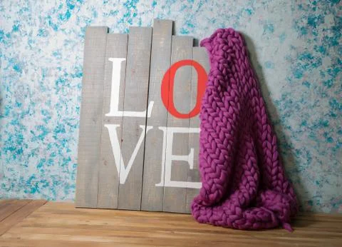 Thick yarn lying on the board Stock Photos