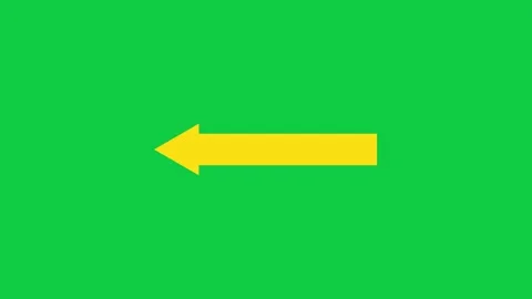 Thick yellow arrow drawing toward the left on green screen Stock-Footage 348305562