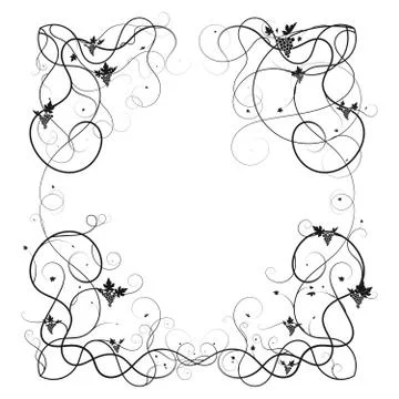 Thickets of grapes frame on background pattern 스톡 일러스트