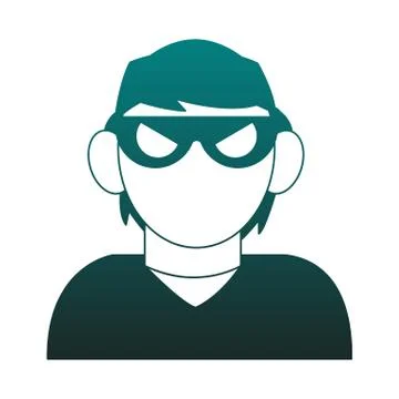 Thief avatar profile blue lines Stock Illustration
