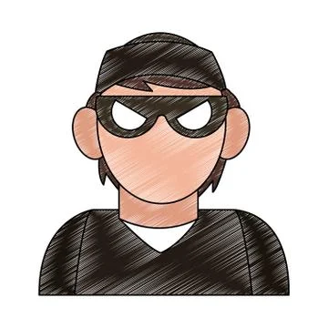 Thief avatar profile scribble Stock Illustration