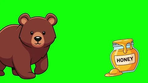 Thief Bear with Honey Jar on Green Screen Stock Footage 320229089