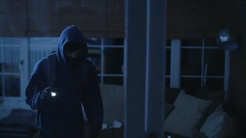Thief Breaks into House, House Robbery 스톡 동영상 93132534