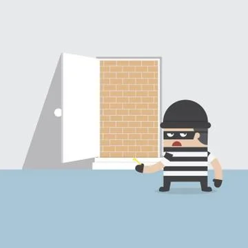 A thief cannot get through the safety door Stock Illustration